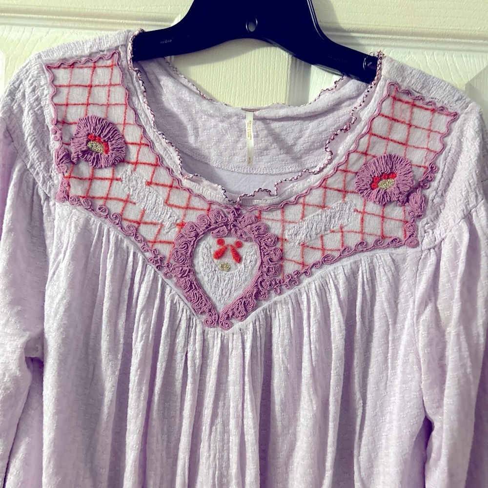 Free People Lilac Purple Begonia Boho top size large - Picture 6 of 9